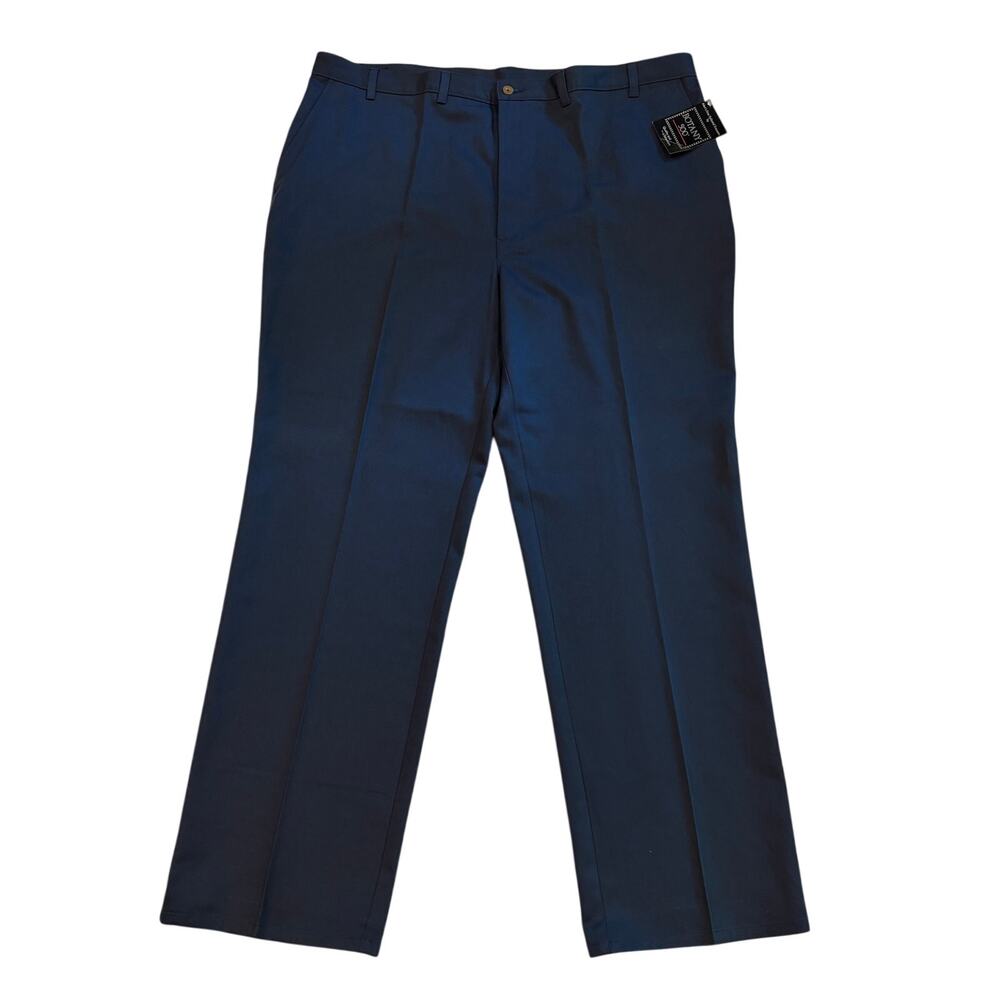 Botany 500 Dress Pants Mens Size 46x34 Blue Cotton Trousers Flat Front Workwear